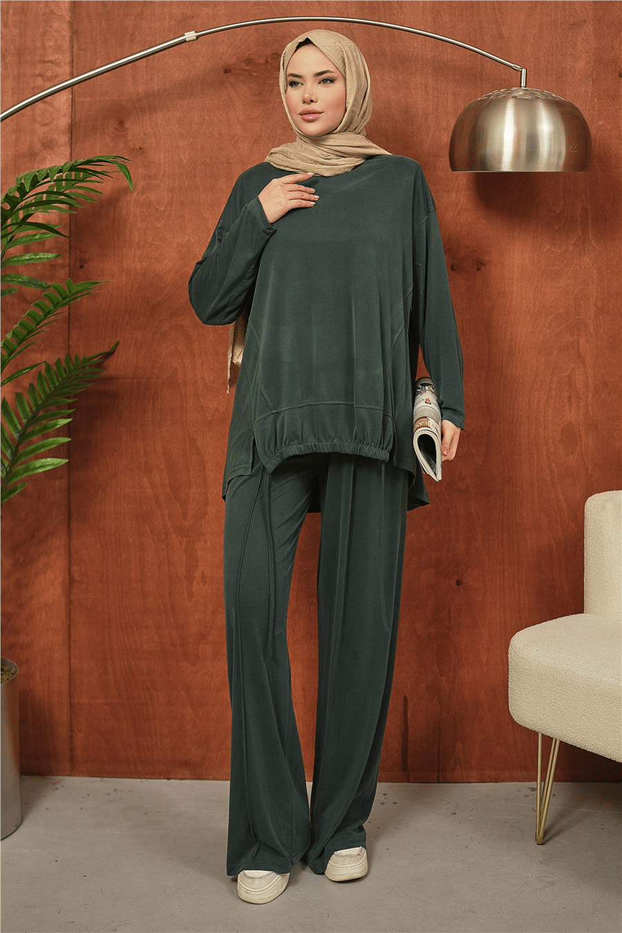 Haki Oversize Rahat Kesim Tesettür İkili Takım kadın giyim ürün görseli Arzestore