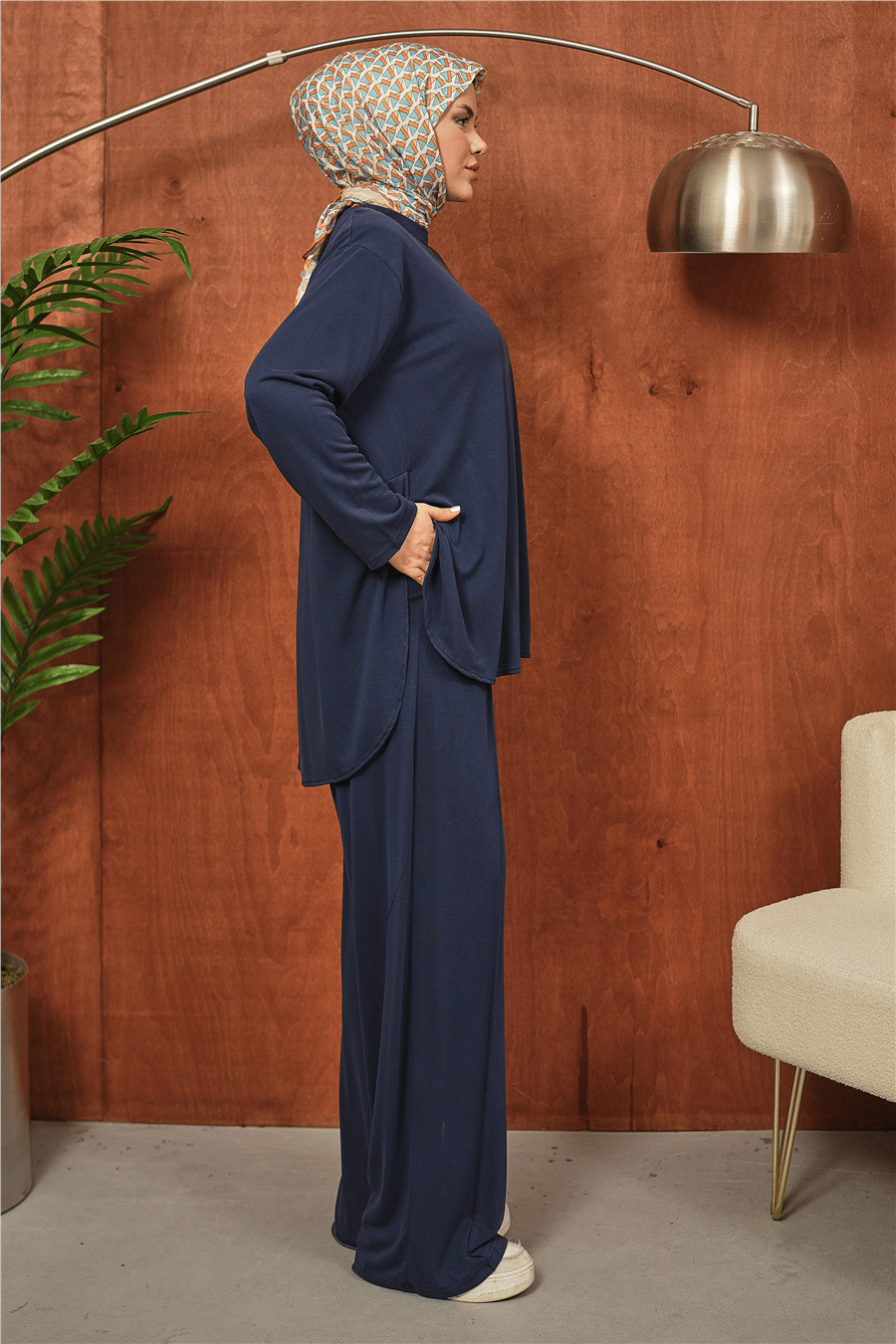Lacivert Oversize Kesim İkili Tesettür Takım kadın giyim ürün görseli Arzestore