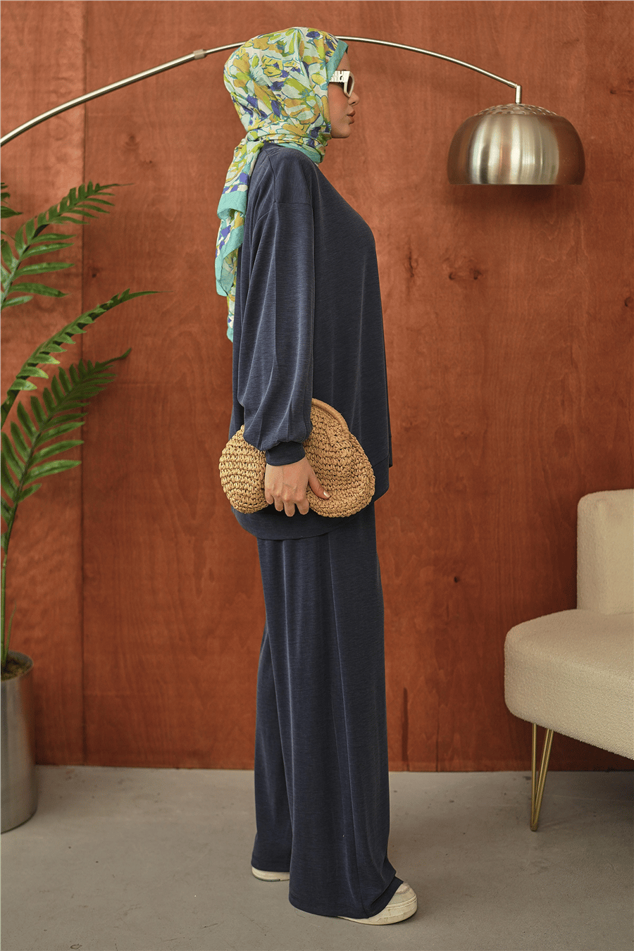 Lacivert Oversize Rahat Kesim Tesettür Takım kadın giyim ürün görseli Arzestore