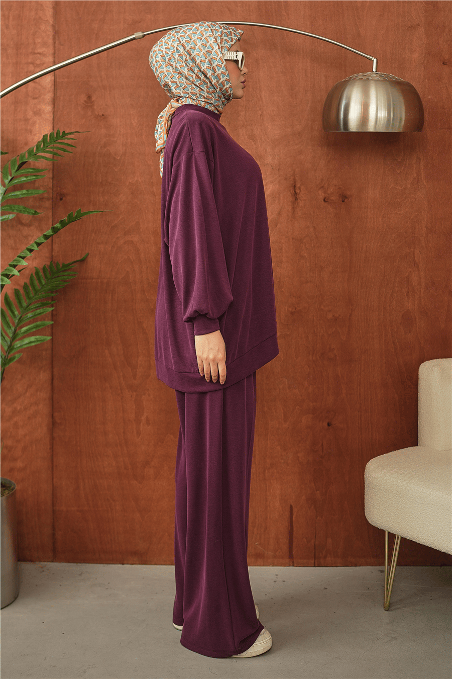 Mürdüm Oversize Rahat Kesim Tesettür Takım kadın giyim ürün görseli Arzestore