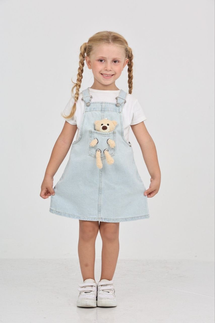 Ayıcıklı Denim Jile Mavi