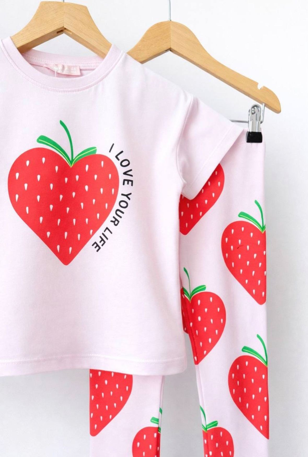 Çilek Baskılı 2li set Pembe