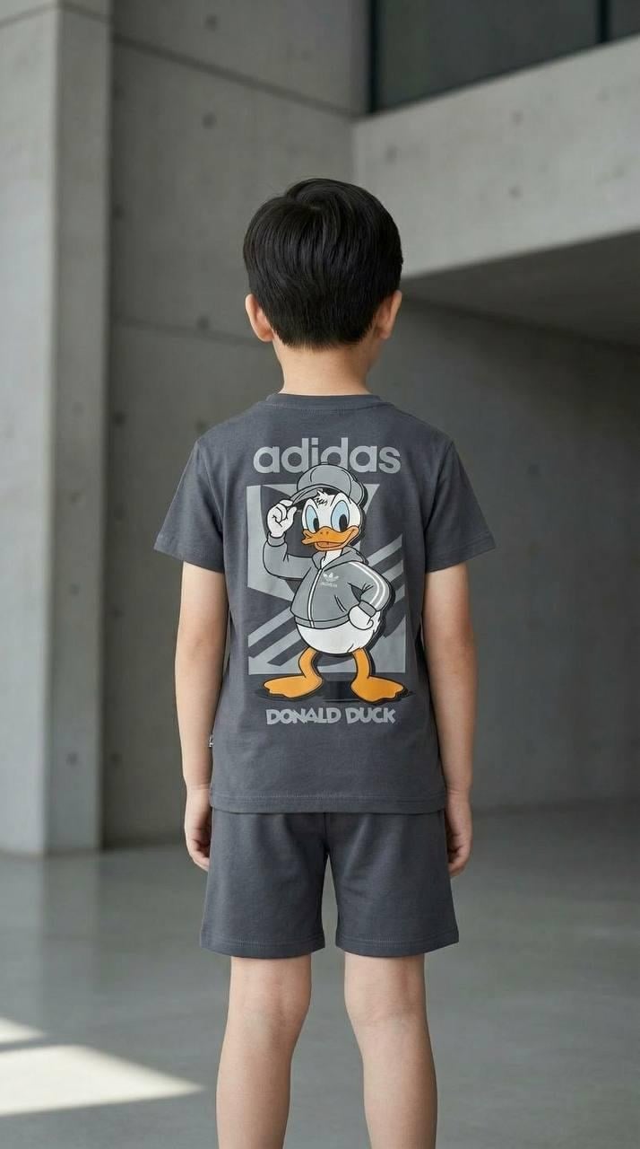 Donald Duck Grafikli Şortlu Erkek Çocuk İkili Takım Antrasit