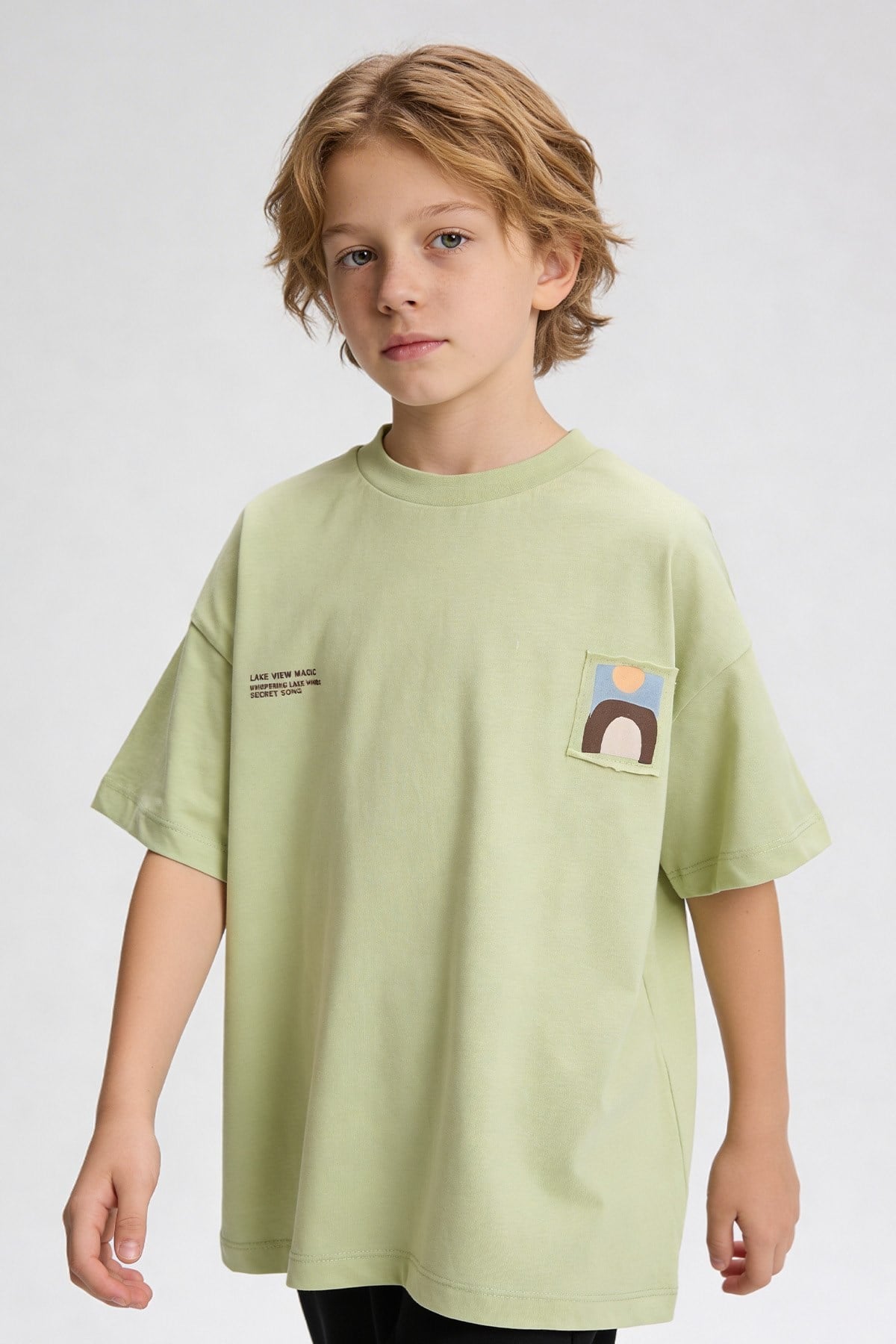 Erkek Çocuk 3D Patch Detaylı Tshirt Yeşil