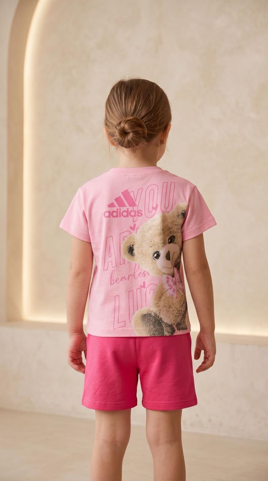 Kız Çocuk Teddy Baskılı Şortlu 2 li Takım 