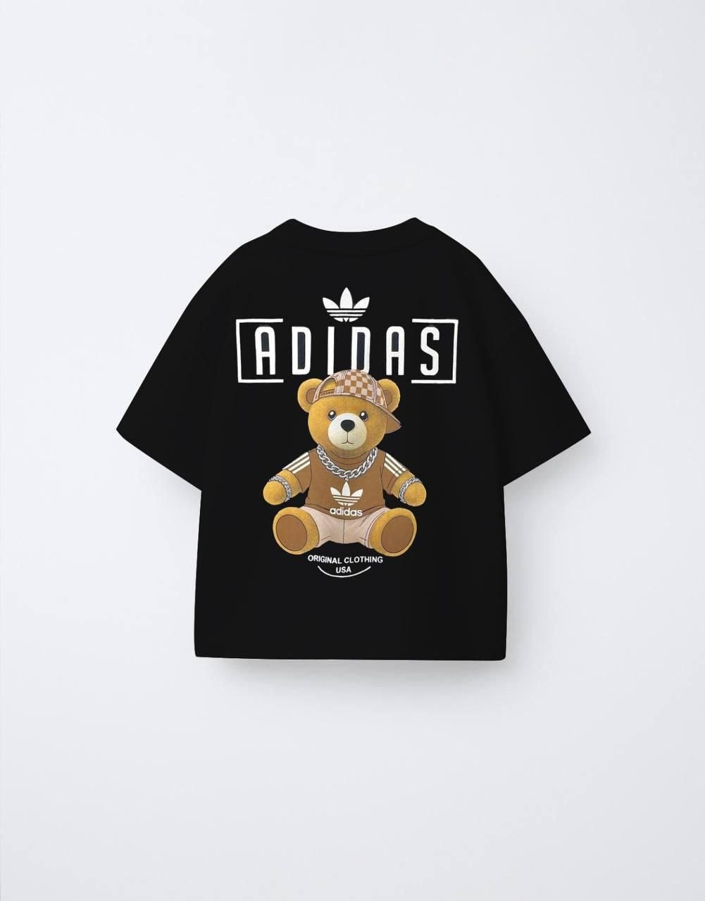 Kız-Erkek Çocuk Teddy Baskılı Oversize Tshirt Siyah