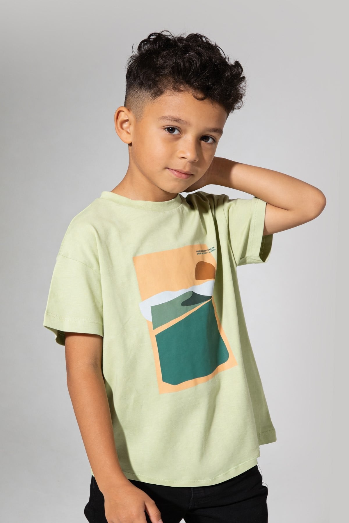 Mountain Baskılı Oversize T-shirt Haki