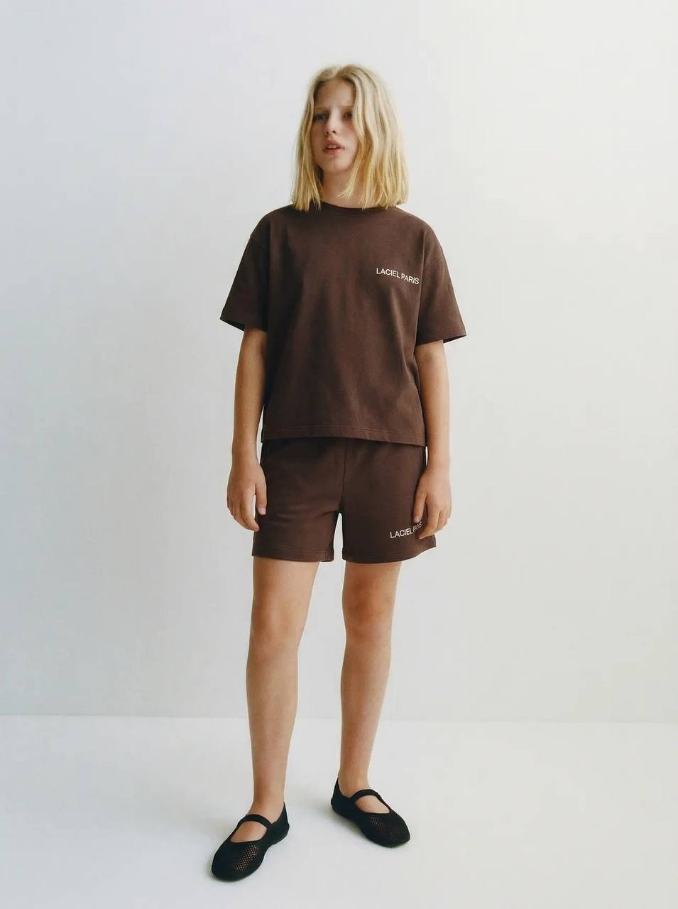 Oversize İnterlok Şortlu İkili Takım Bej