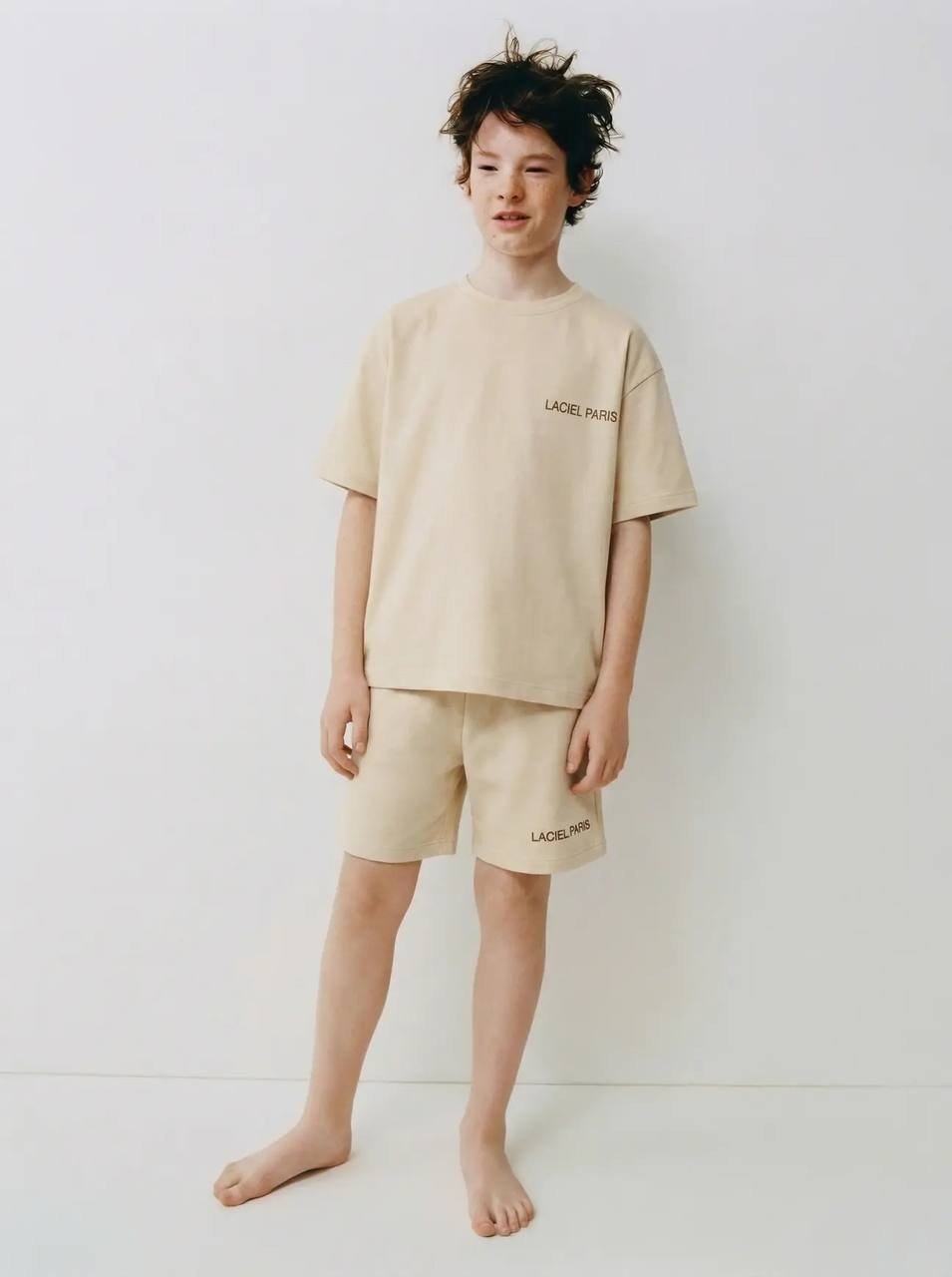 Oversize İnterlok Şortlu İkili Takım Kahve