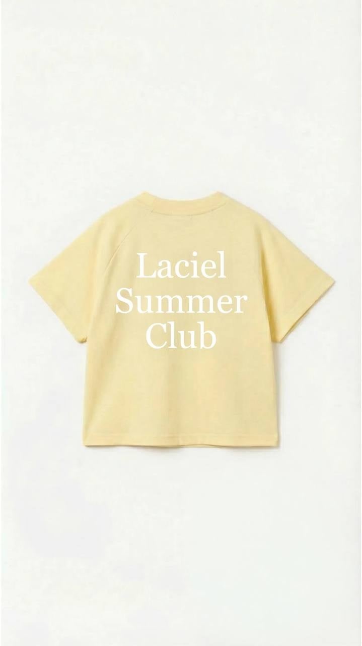 Oversize Ön arka Baskılı Sarı T-shirt
