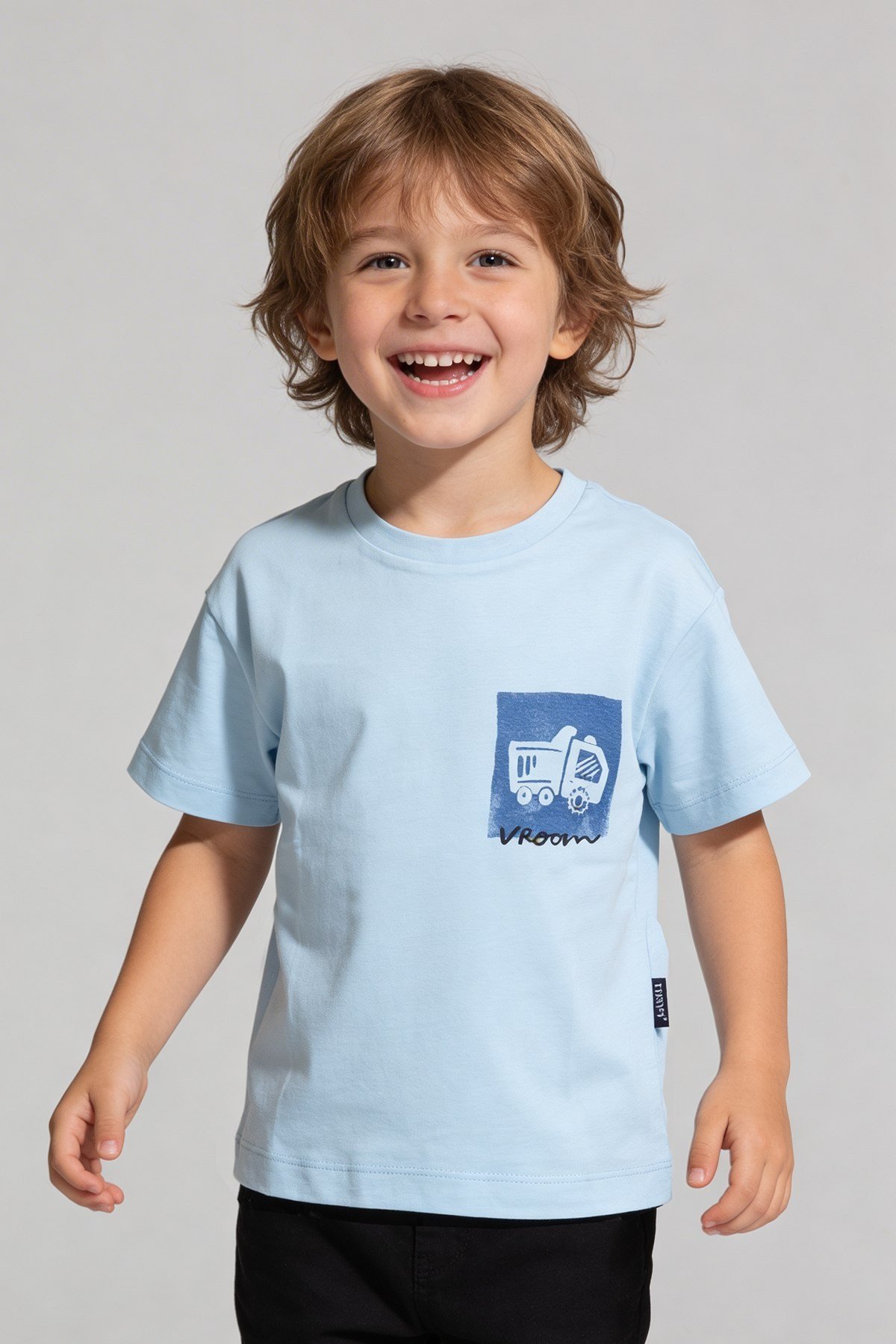 Taşıt Baskılı Oversize T-shirt Mavi