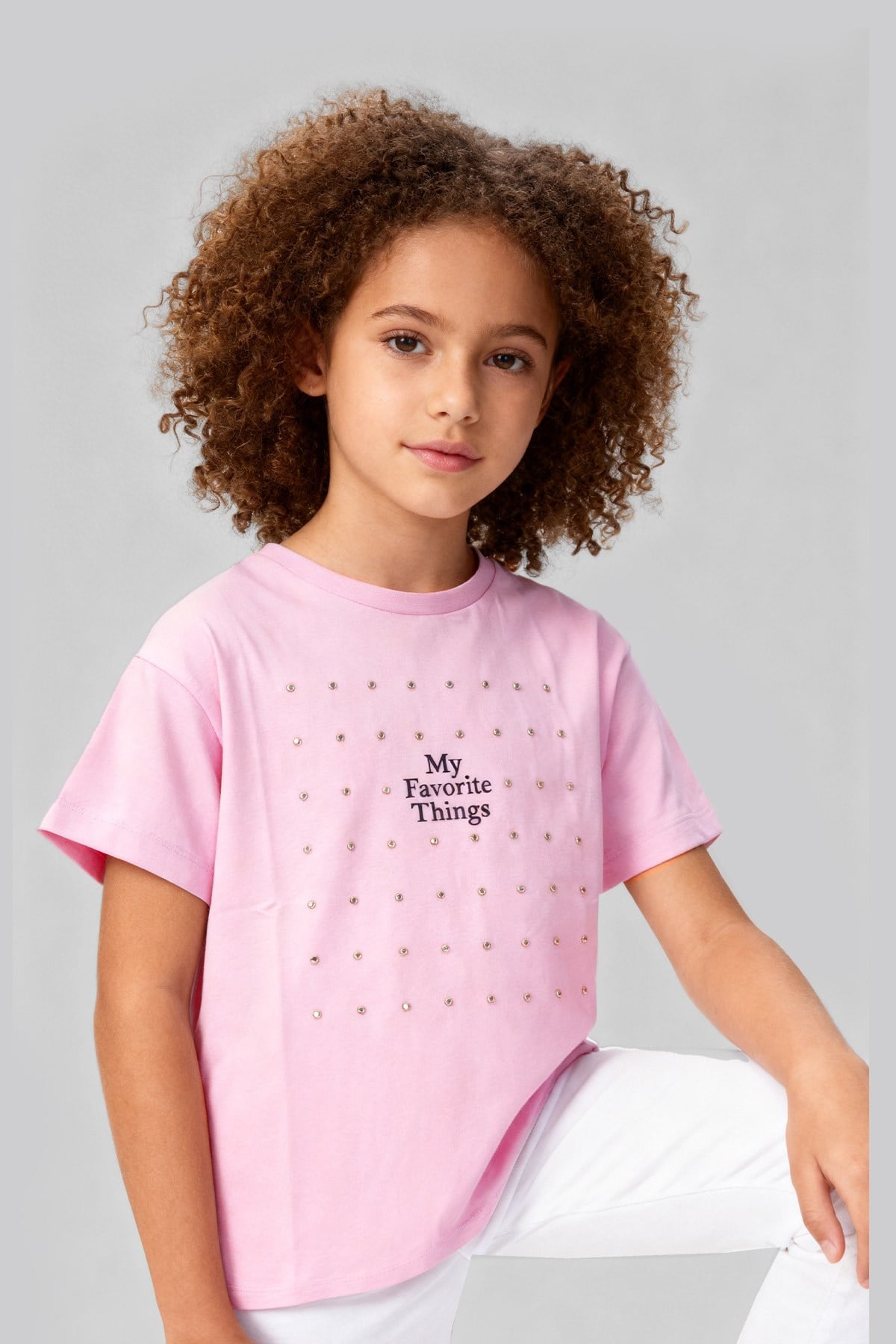 Taşlı Oversize T-shirt Pembe