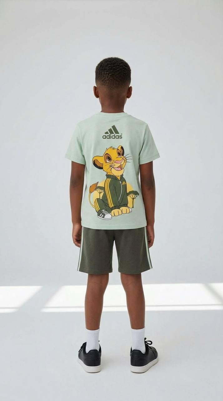 Tiger Baskılı Şortlu Erkek Çocuk İkili Takım Yeşil