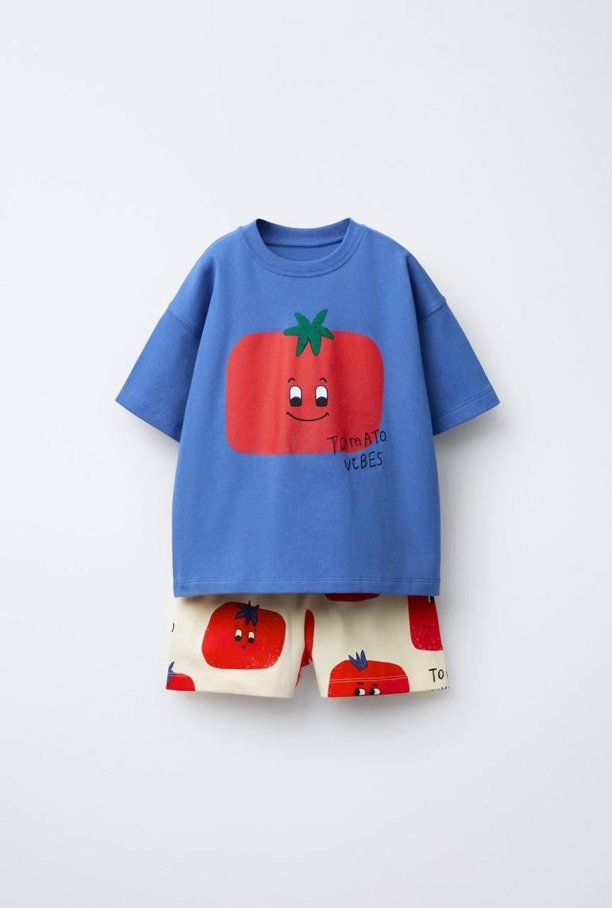Tomato Baskılı Trend Oversize İkili Takım Lacivert