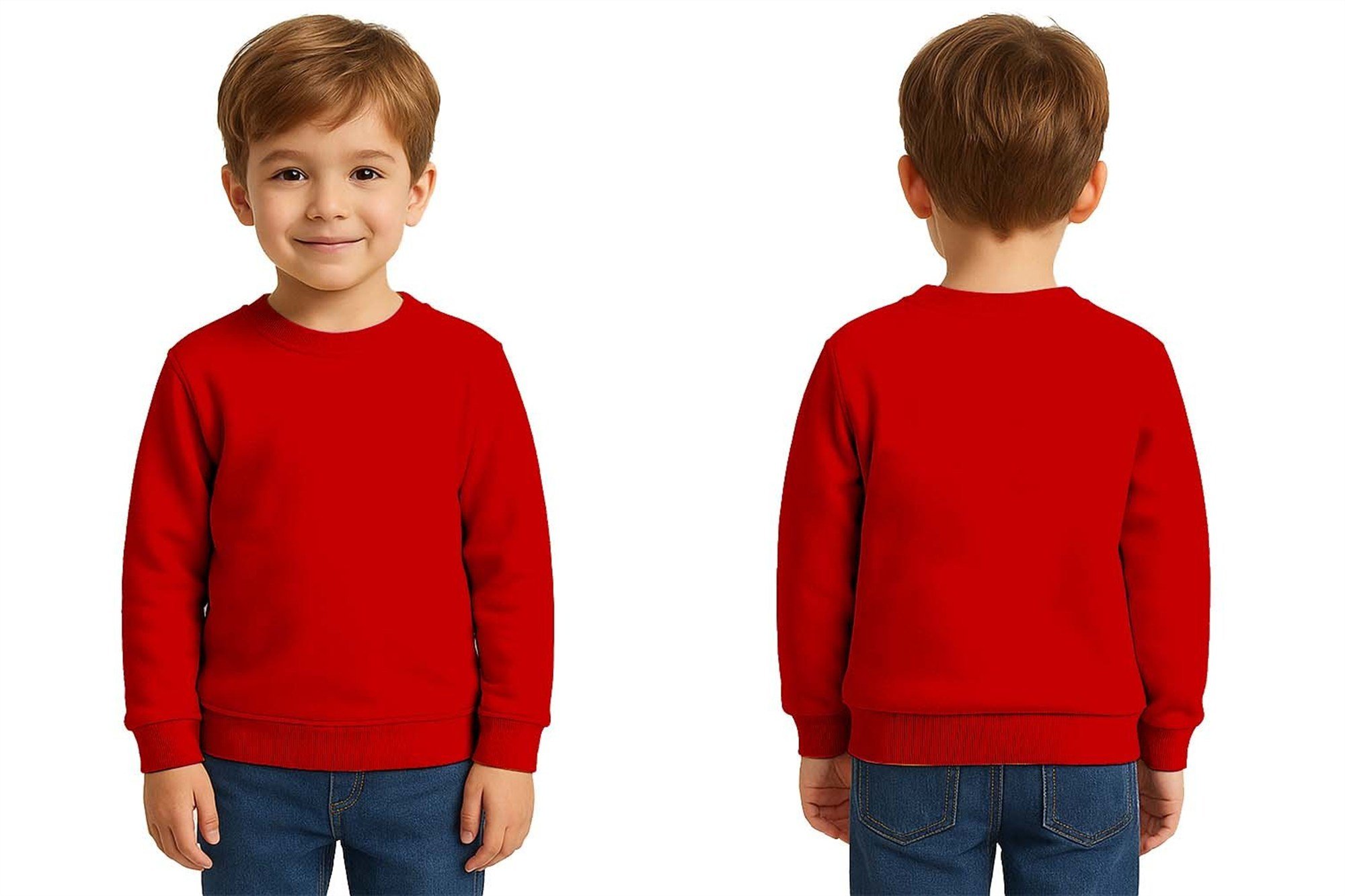 Unisex Düz Baskısız Çocuk Sweatshirt  3 İplik Şardonlu Kumaş
