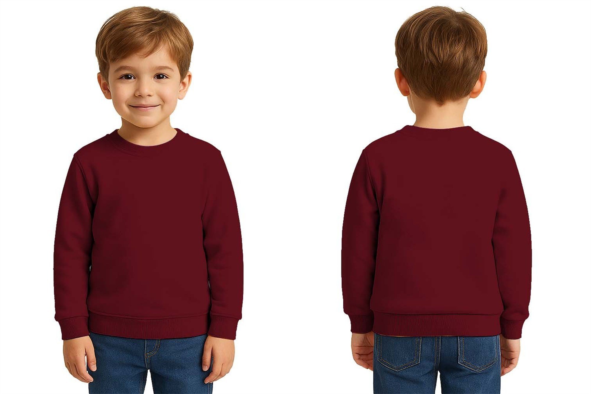 Unisex Düz Baskısız Çocuk Sweatshirt  3 İplik Şardonlu Kumaş