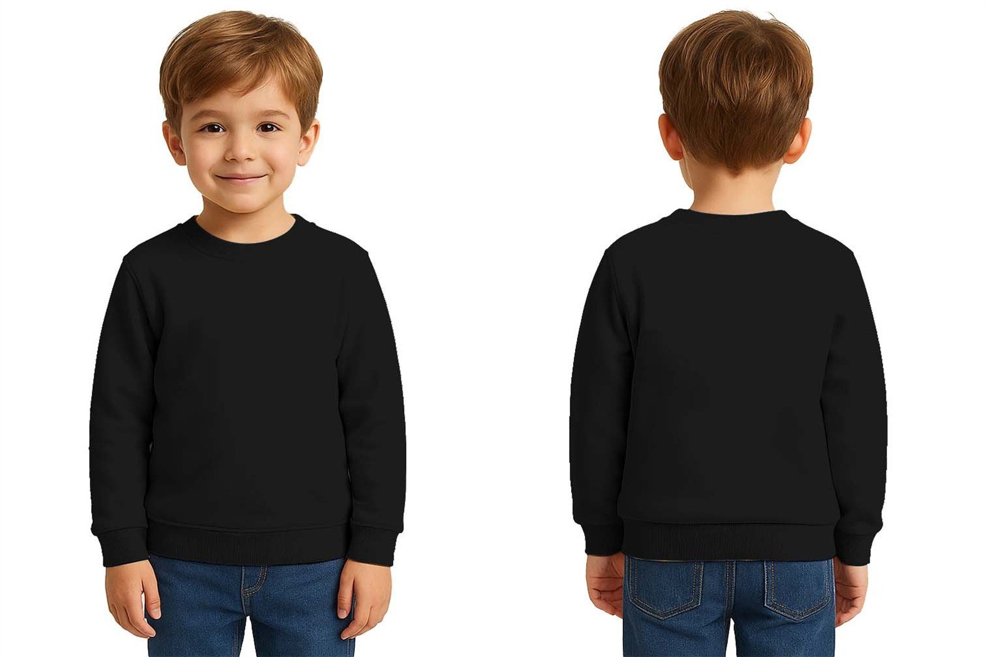 Unisex Düz Baskısız Çocuk Sweatshirt  3 İplik Şardonlu Kumaş