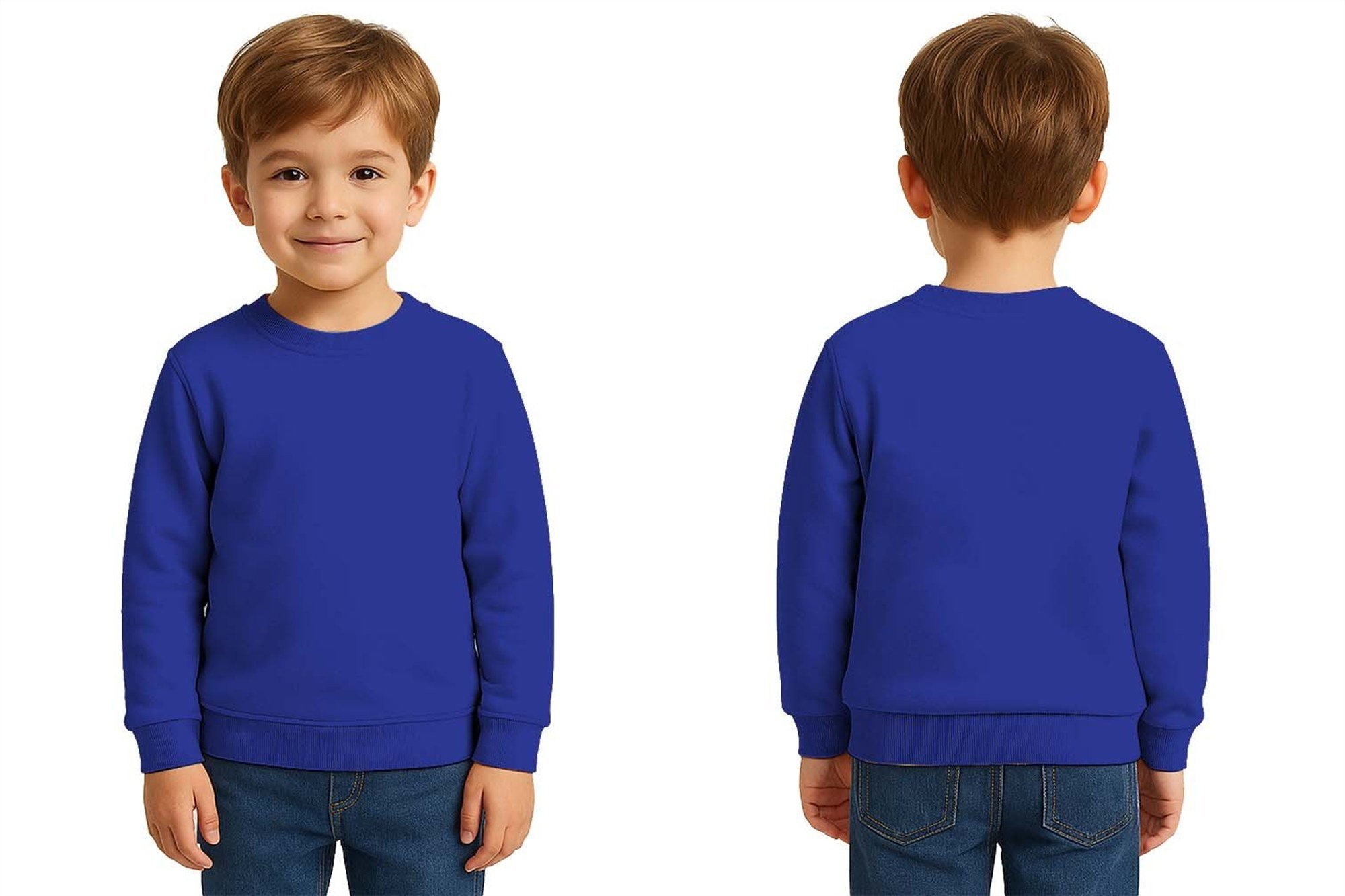Unisex Düz Baskısız Çocuk Sweatshirt  3 İplik Şardonlu Kumaş