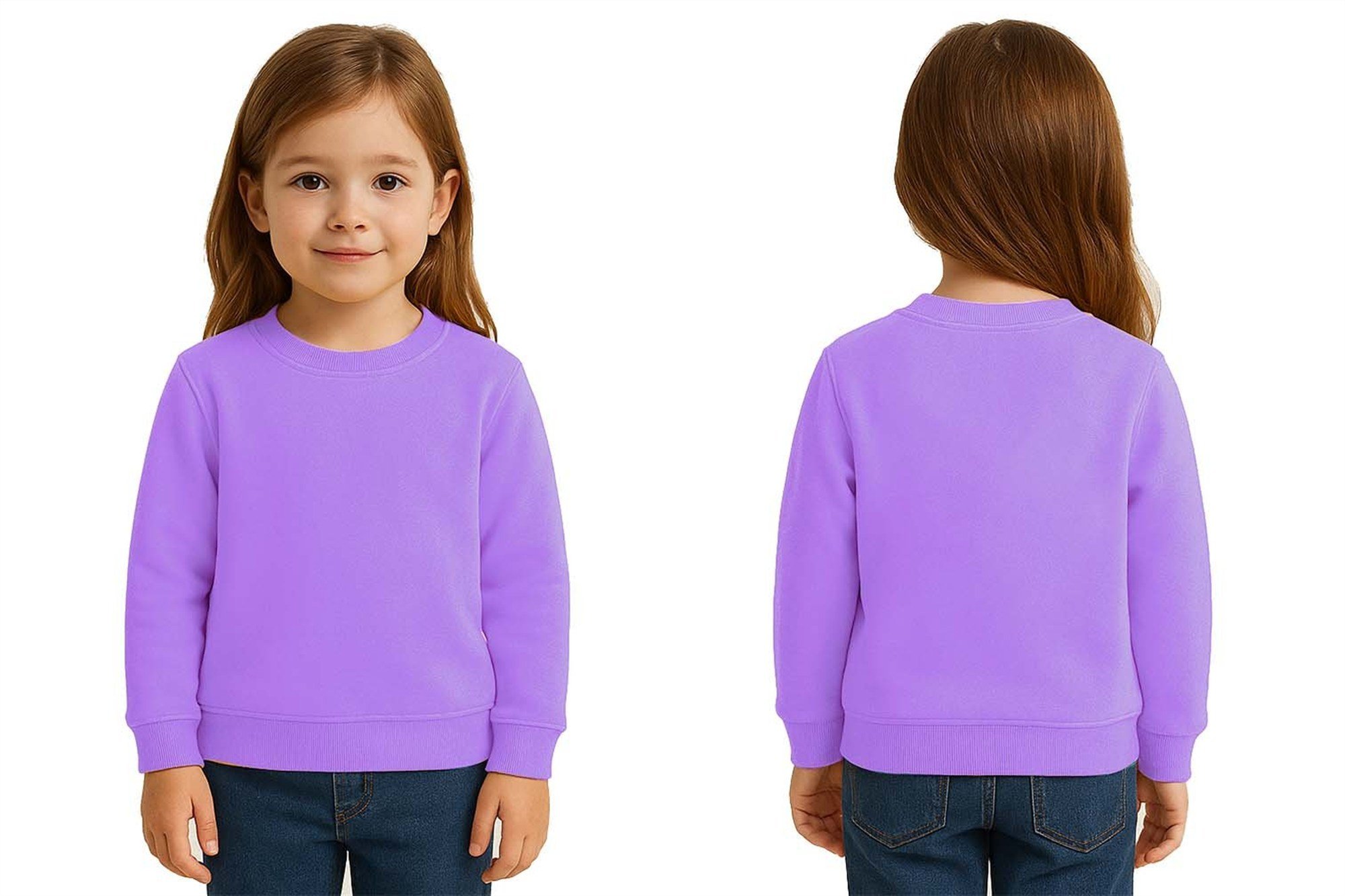 Unisex Düz Baskısız Çocuk Sweatshirt  3 İplik Şardonlu Kumaş