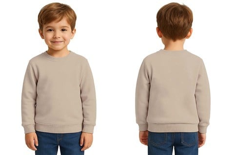 Unisex Düz Baskısız Çocuk Sweatshirt  3 İplik Şardonlu Kumaş