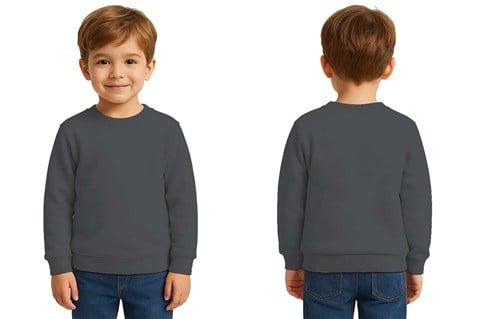 Unisex Düz Baskısız Çocuk Sweatshirt  3 İplik Şardonlu Kumaş