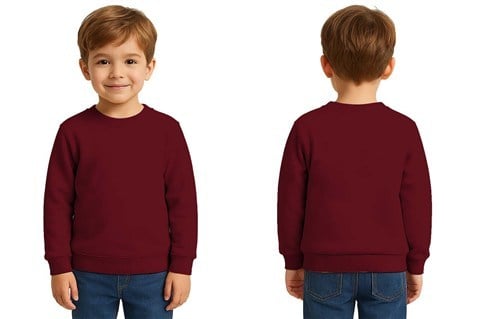 Unisex Düz Baskısız Çocuk Sweatshirt  3 İplik Şardonlu Kumaş