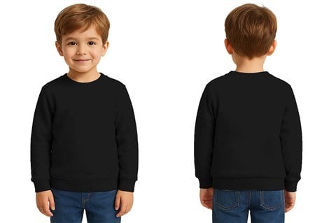 Unisex Düz Baskısız Çocuk Sweatshirt  3 İplik Şardonlu Kumaş