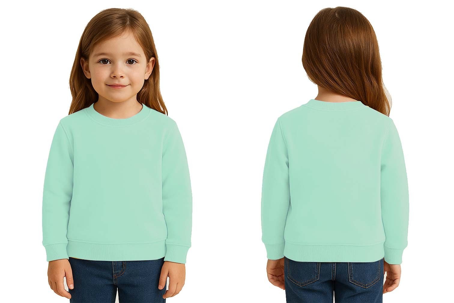 Unisex Düz Baskısız Çocuk Sweatshirt  3 İplik Şardonlu Kumaş