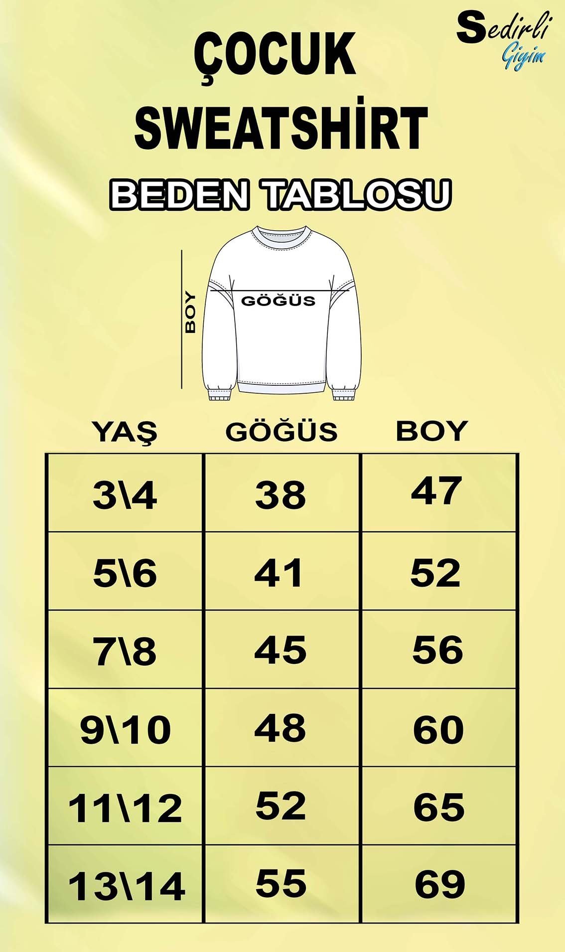 Unisex Düz Baskısız Çocuk Sweatshirt  3 İplik Şardonlu Kumaş (Numune)