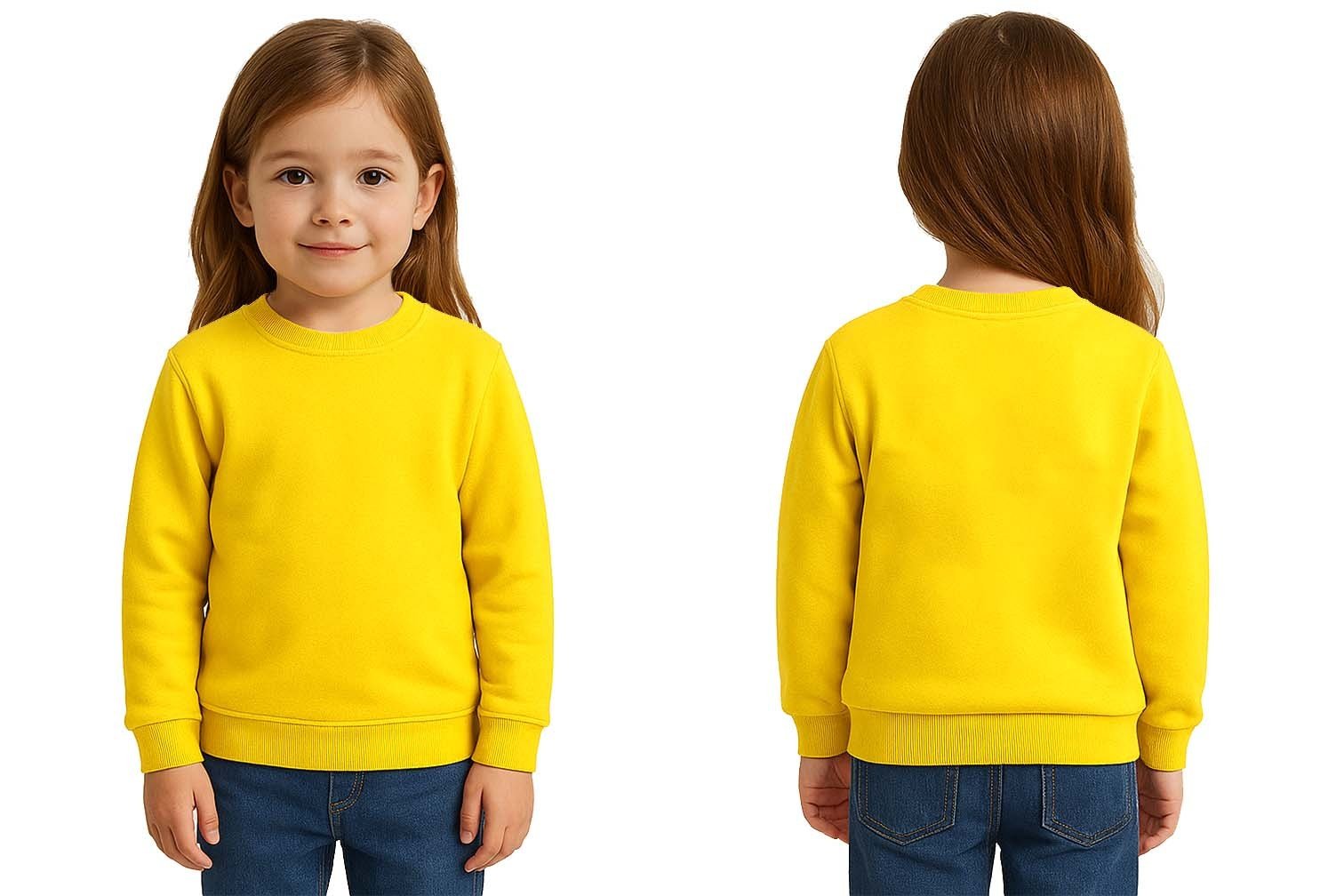 Unisex Düz Baskısız Çocuk Sweatshirt  3 İplik Şardonlu Kumaş