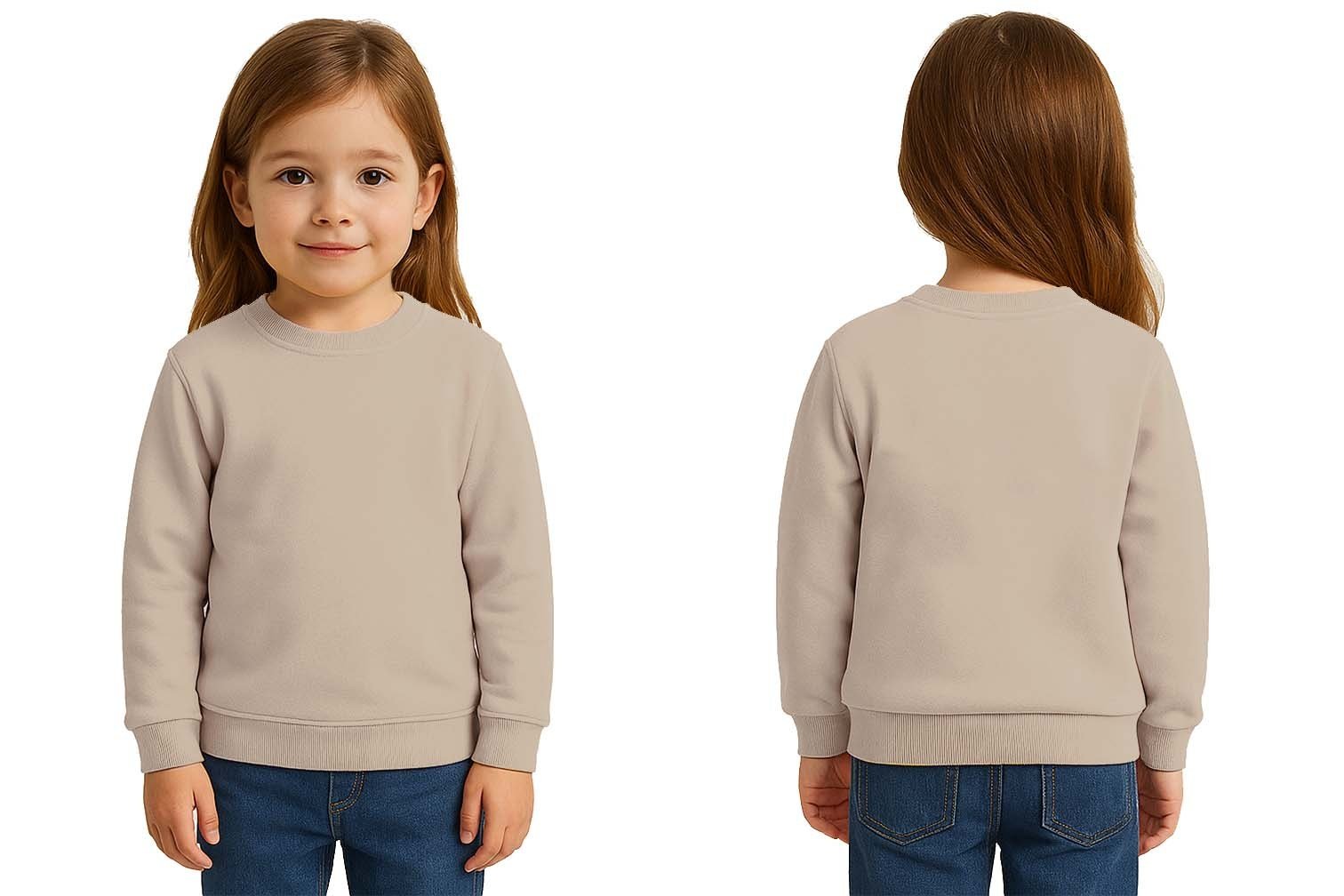 Unisex Düz Baskısız Çocuk Sweatshirt  3 İplik Şardonlu Kumaş
