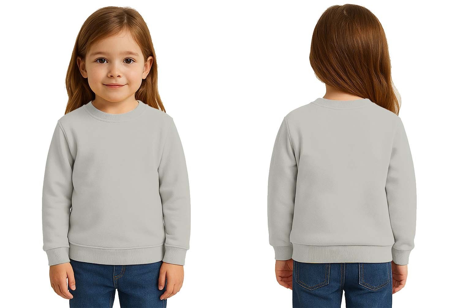 Unisex Düz Baskısız Çocuk Sweatshirt  3 İplik Şardonlu Kumaş