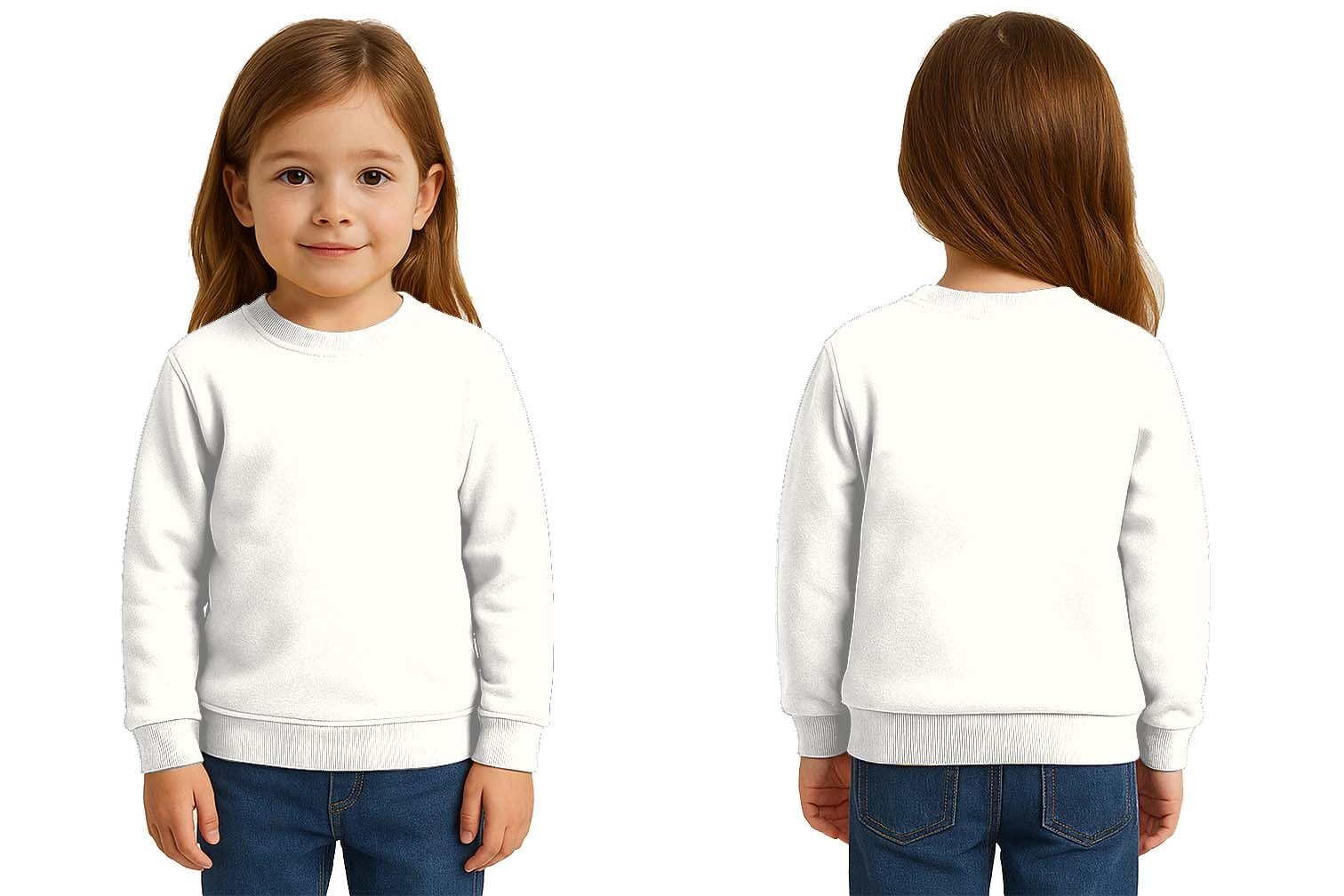 Unisex Düz Baskısız Çocuk Sweatshirt  3 İplik Şardonlu Kumaş