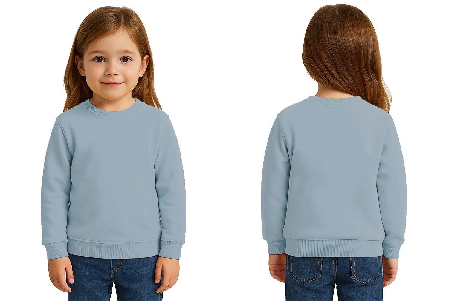 Unisex Düz Baskısız Çocuk Sweatshirt  3 İplik Şardonlu Kumaş