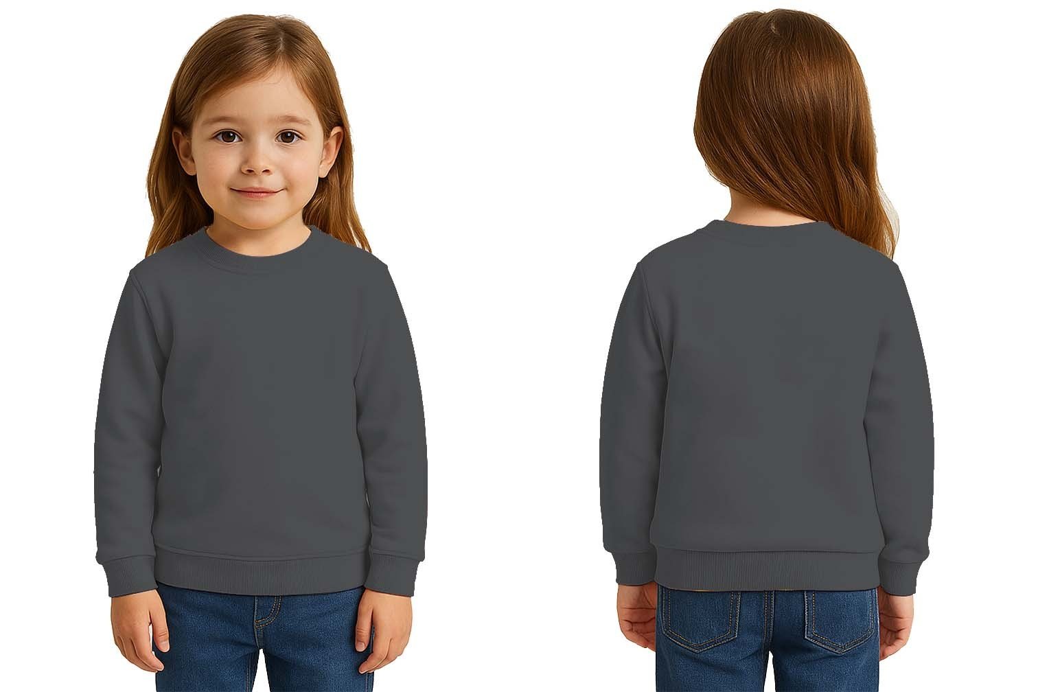 Unisex Düz Baskısız Çocuk Sweatshirt  3 İplik Şardonlu Kumaş