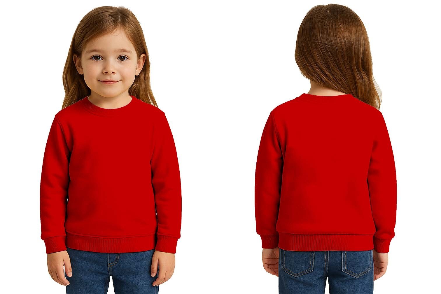 Unisex Düz Baskısız Çocuk Sweatshirt  3 İplik Şardonlu Kumaş