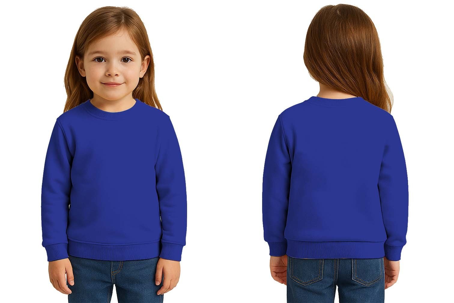 Unisex Düz Baskısız Çocuk Sweatshirt  3 İplik Şardonlu Kumaş