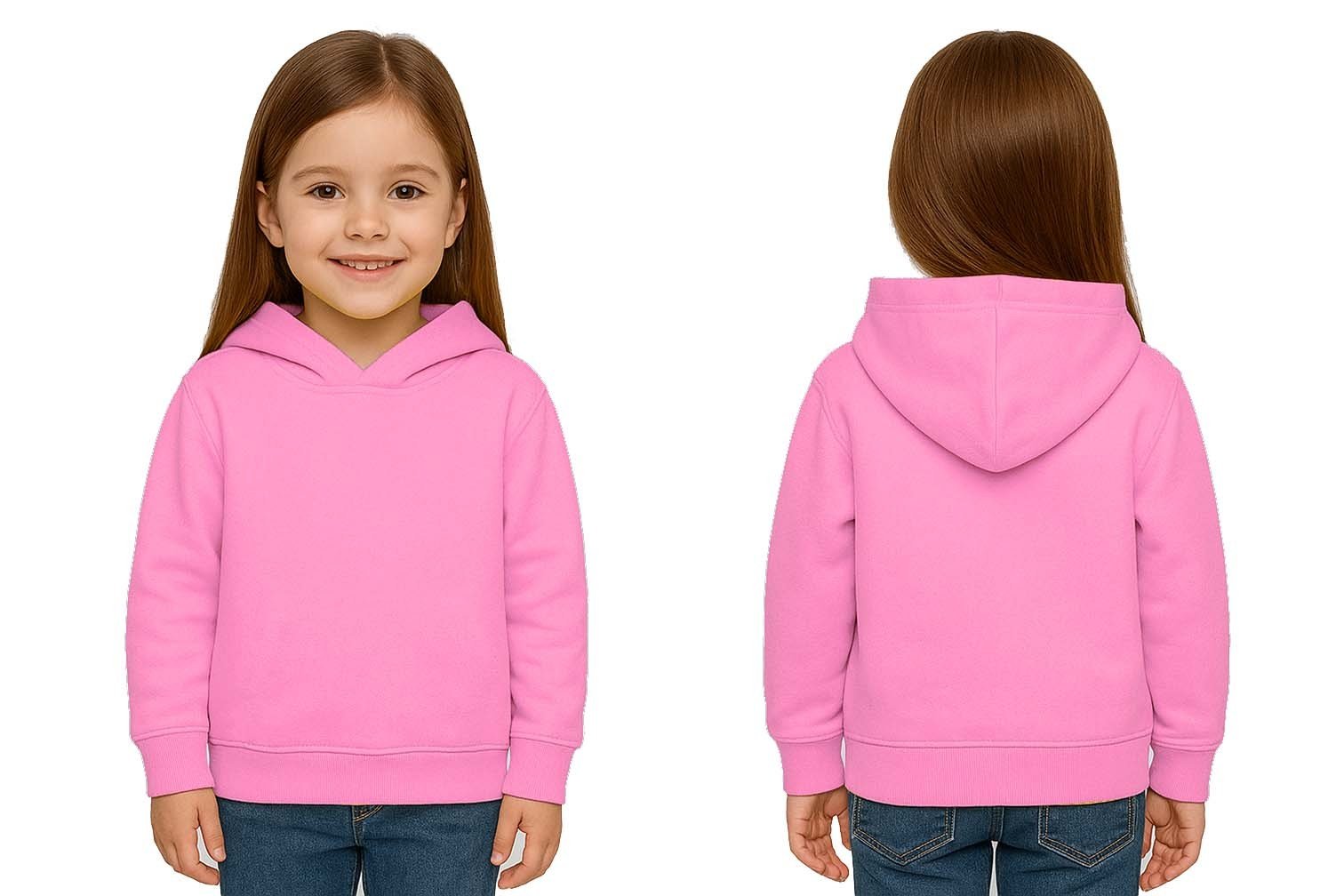 Unisex Düz Baskısız Çocuk Sweatshirt Kapüşonlu 3 İplik Şardonlu Kumaş