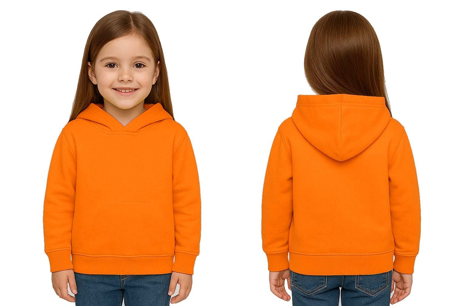 Unisex Düz Baskısız Çocuk Sweatshirt Kapüşonlu 3 İplik Şardonlu Kumaş