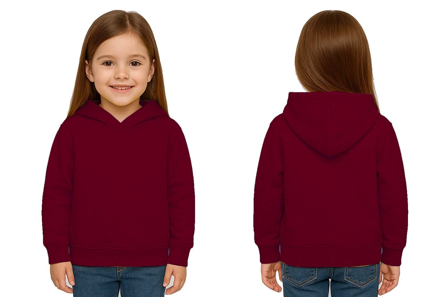 Unisex Düz Baskısız Çocuk Sweatshirt Kapüşonlu 3 İplik Şardonlu Kumaş(Numune)