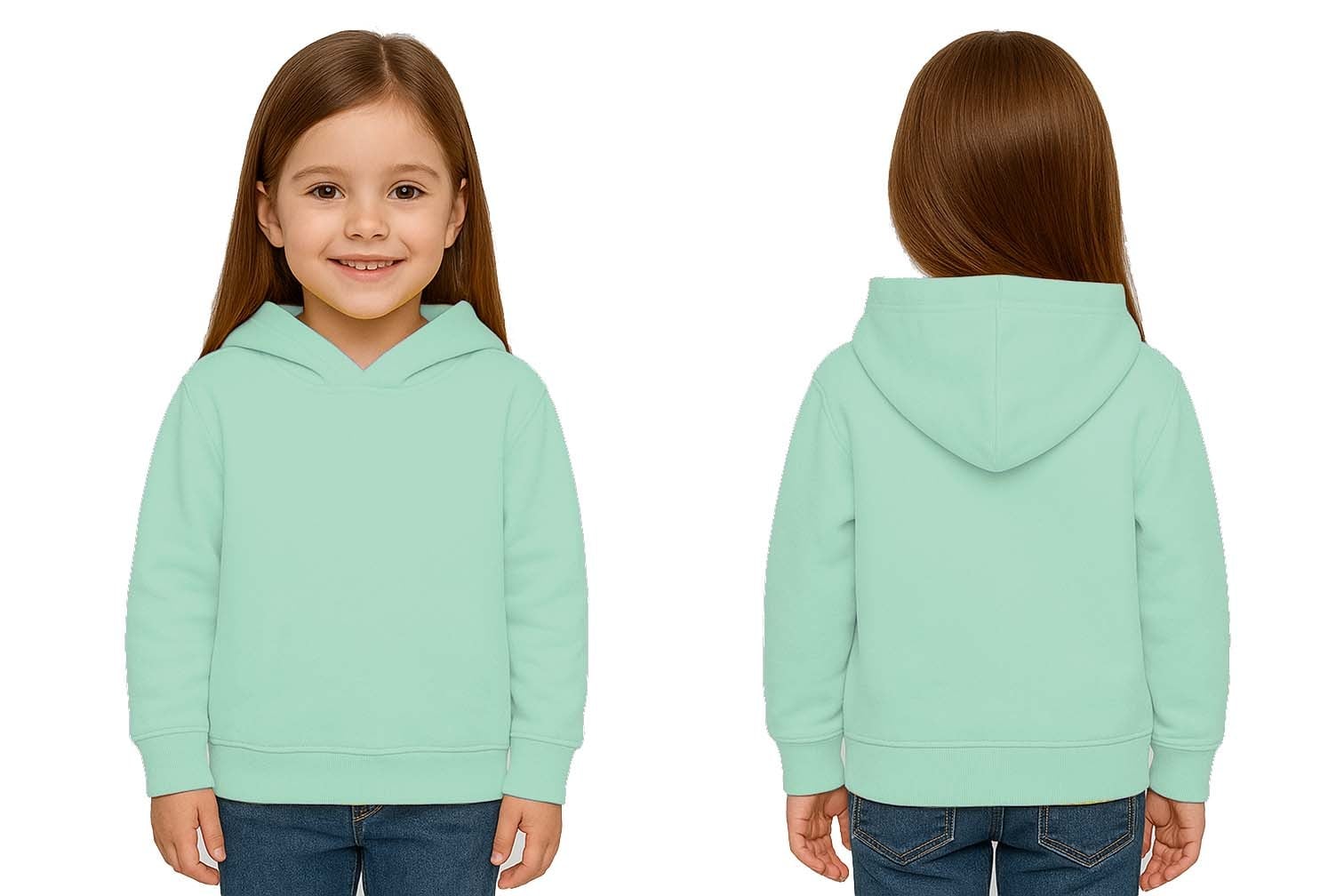 Unisex Düz Baskısız Çocuk Sweatshirt Kapüşonlu 3 İplik Şardonlu Kumaş