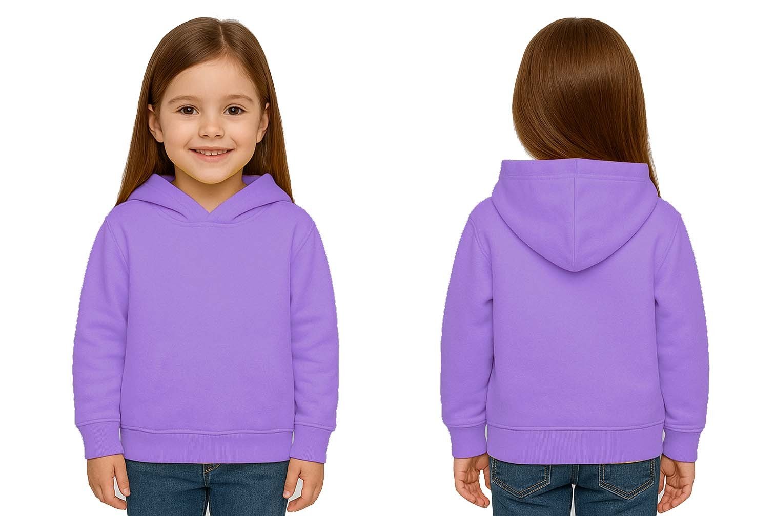 Unisex Düz Baskısız Çocuk Sweatshirt Kapüşonlu 3 İplik Şardonlu Kumaş