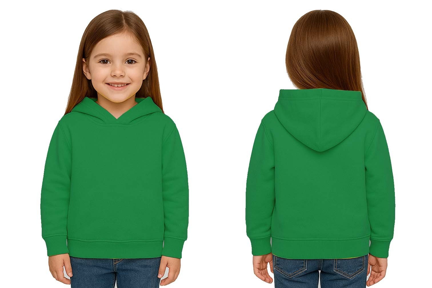Unisex Düz Baskısız Çocuk Sweatshirt Kapüşonlu 3 İplik Şardonlu Kumaş