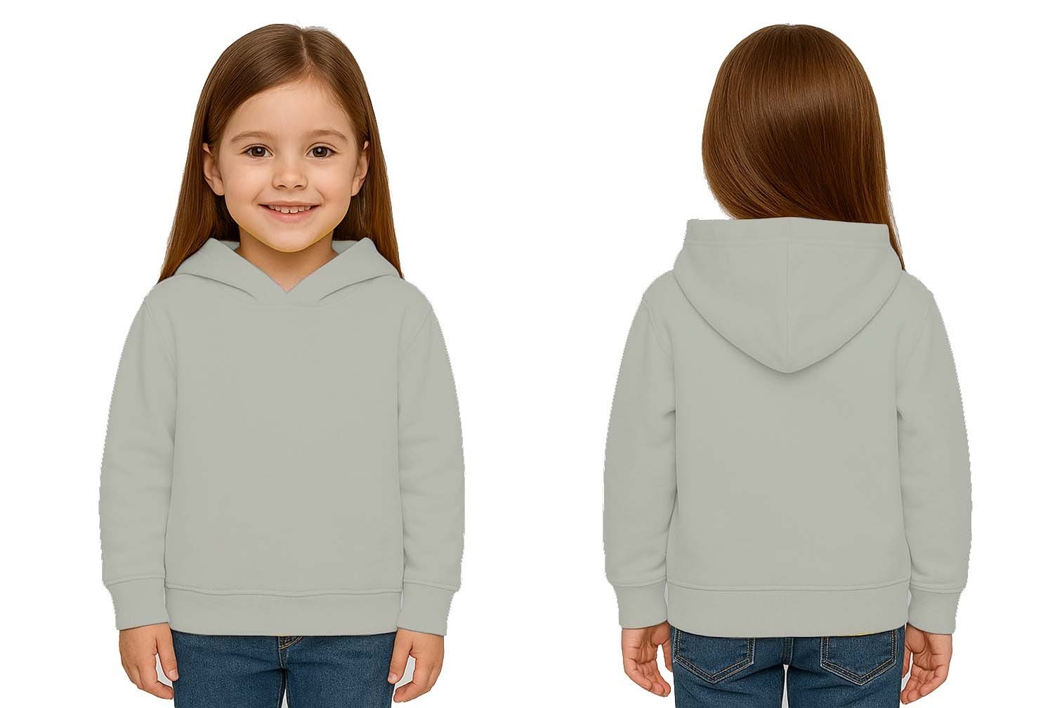 Unisex Düz Baskısız Çocuk Sweatshirt Kapüşonlu 3 İplik Şardonlu Kumaş