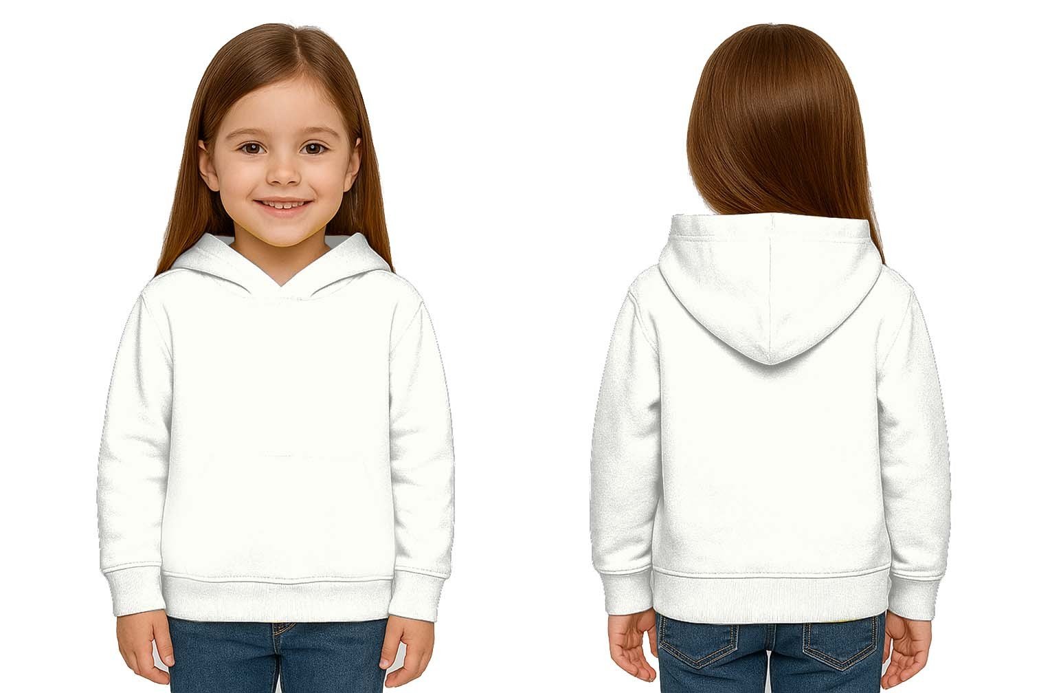 Unisex Düz Baskısız Çocuk Sweatshirt Kapüşonlu 3 İplik Şardonlu Kumaş