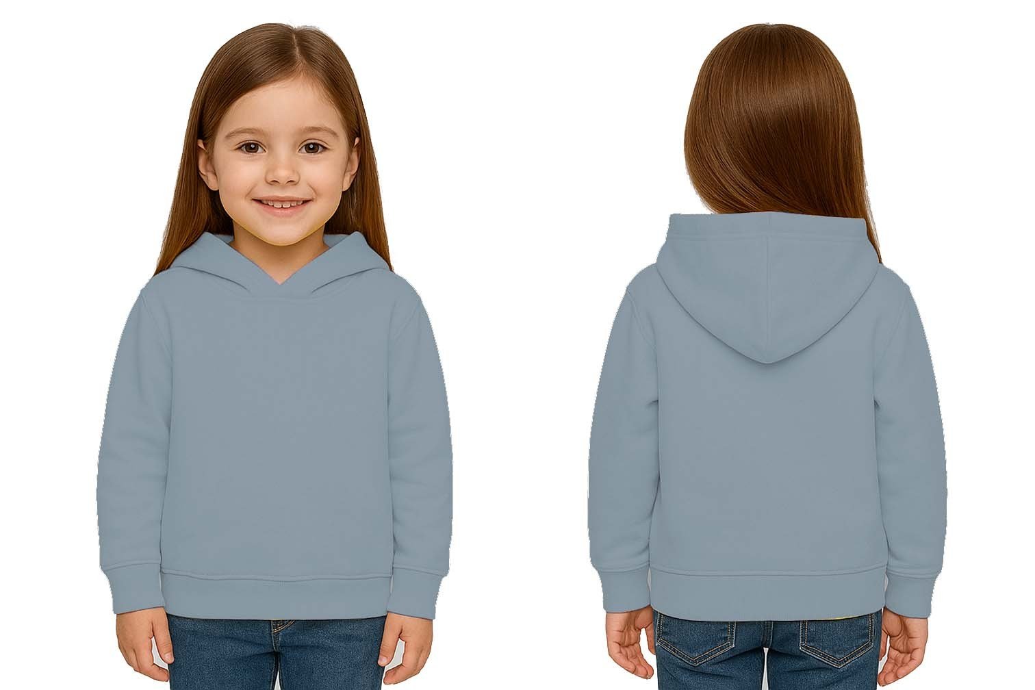 Unisex Düz Baskısız Çocuk Sweatshirt Kapüşonlu 3 İplik Şardonlu Kumaş