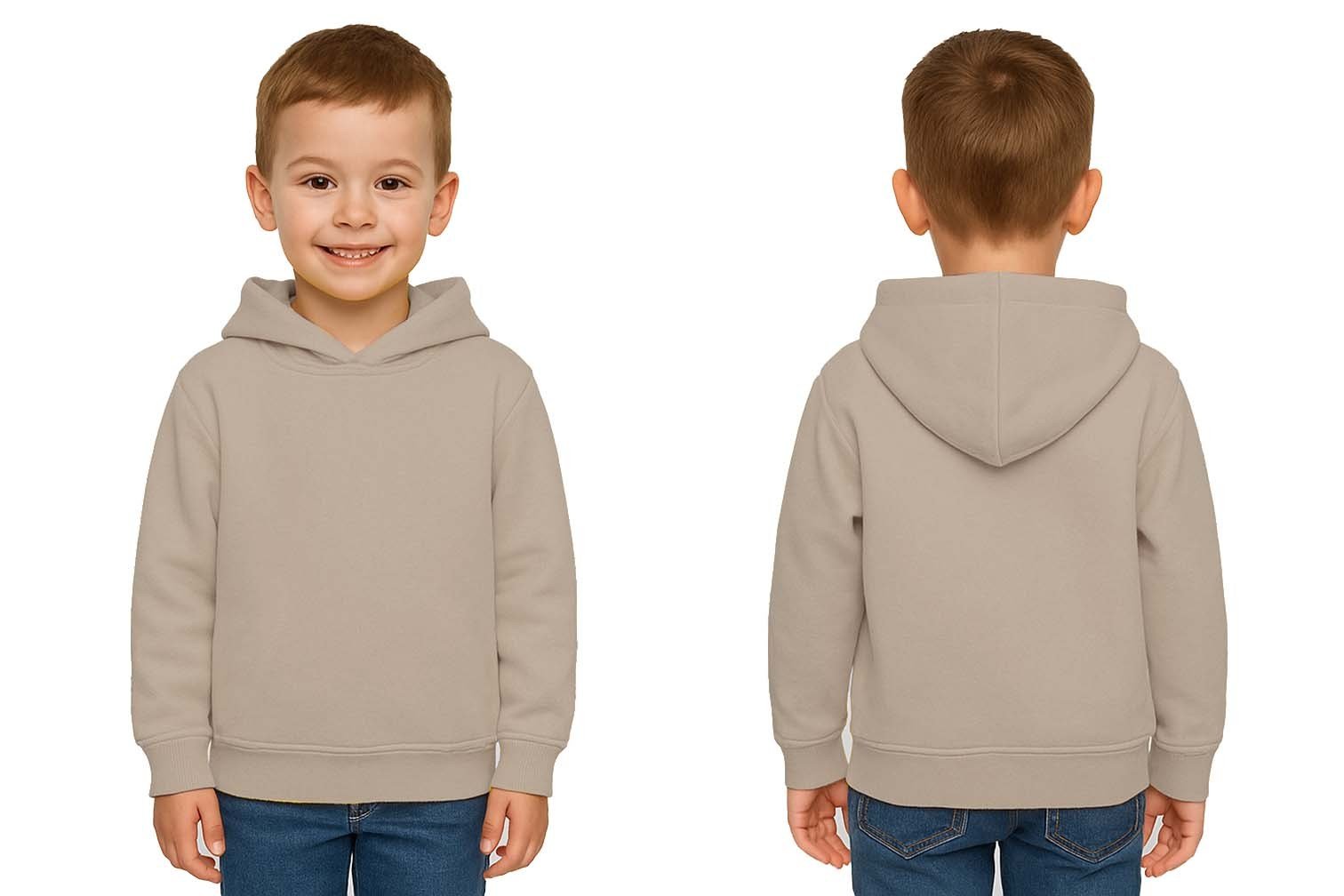 Unisex Düz Baskısız Çocuk Sweatshirt Kapüşonlu 3 İplik Şardonlu Kumaş(Numune)