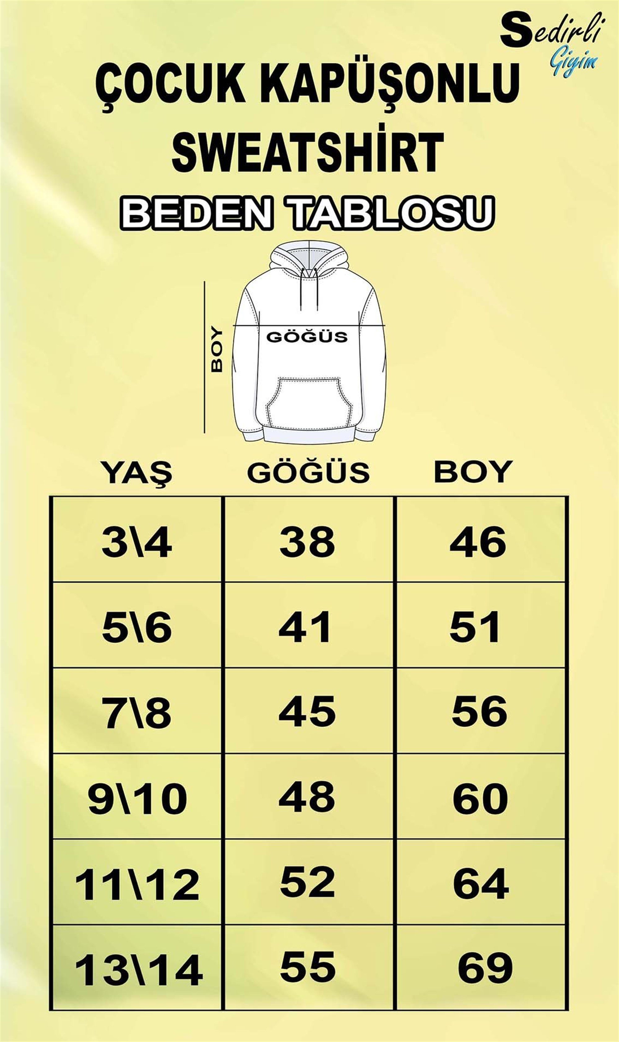 Unisex Düz Baskısız Çocuk Sweatshirt Kapüşonlu 3 İplik Şardonlu Kumaş