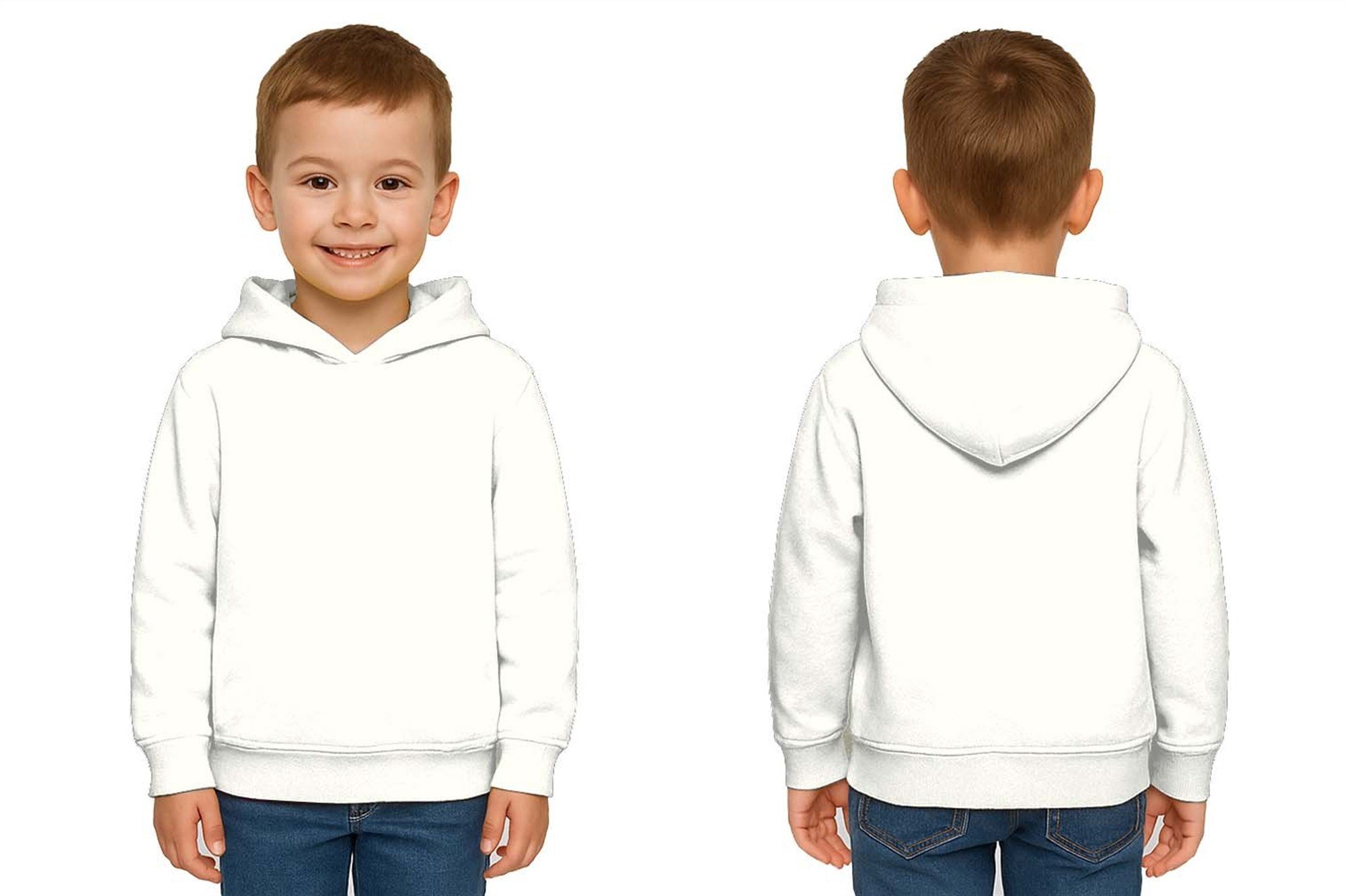 Unisex Düz Baskısız Çocuk Sweatshirt Kapüşonlu 3 İplik Şardonlu Kumaş