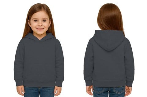 Unisex Düz Baskısız Çocuk Sweatshirt Kapüşonlu 3 İplik Şardonlu Kumaş